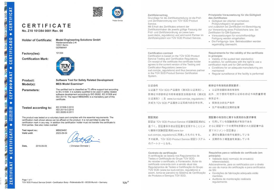 Tuev Certificate